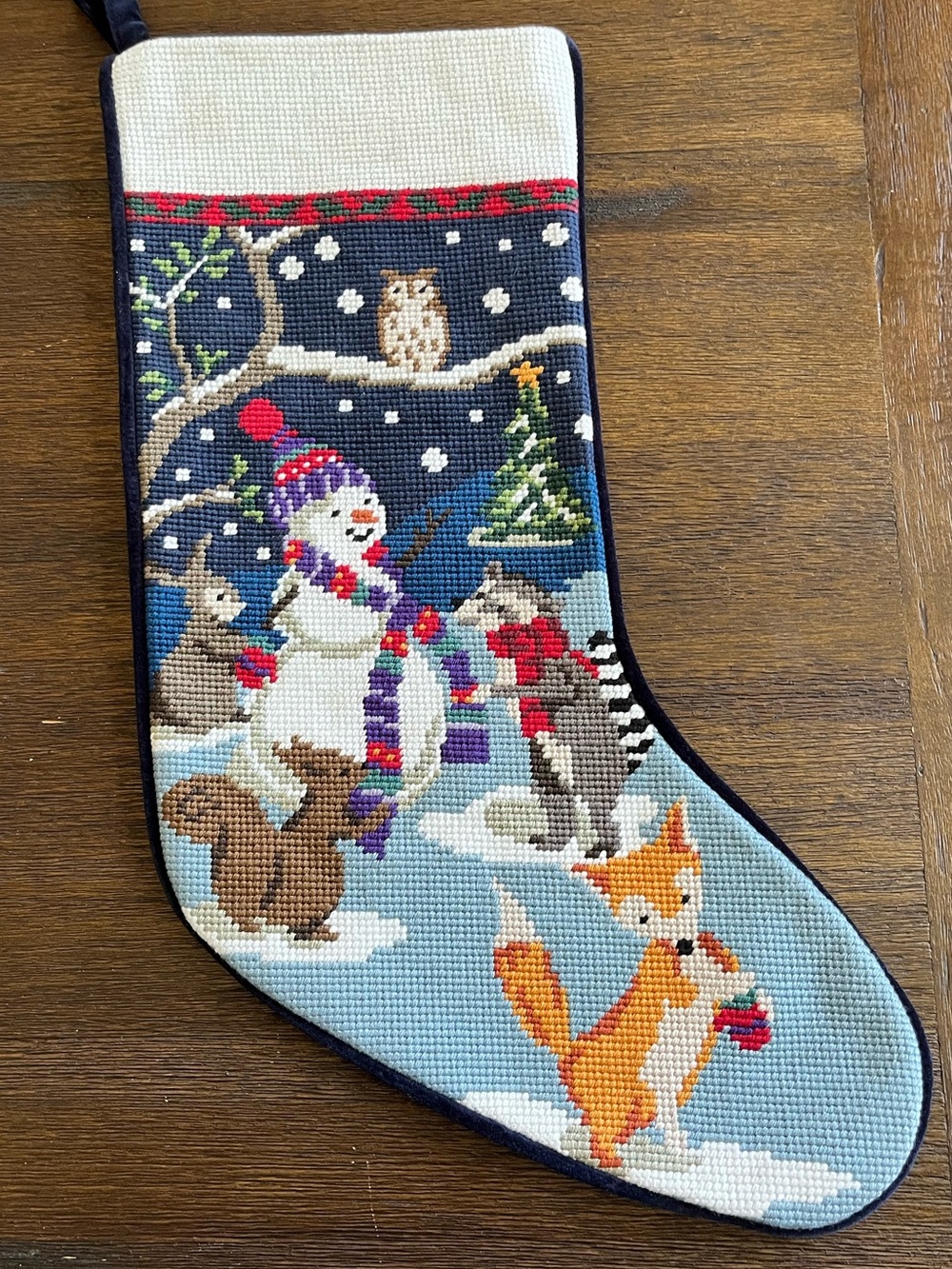 Land’s End | Needlepoint Snowman Christmas Stocking | Like New